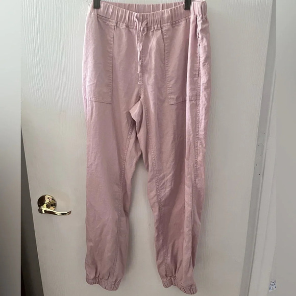 Love Tree pink linen blend pants size Large Beachy boho transitional pant - Picture 1 of 6